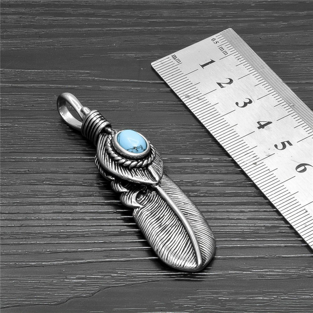 Dominant Feather Men's Personalized Titanium Women's Trendy Simple Stainless Steel Pendant Necklace_voghion.com