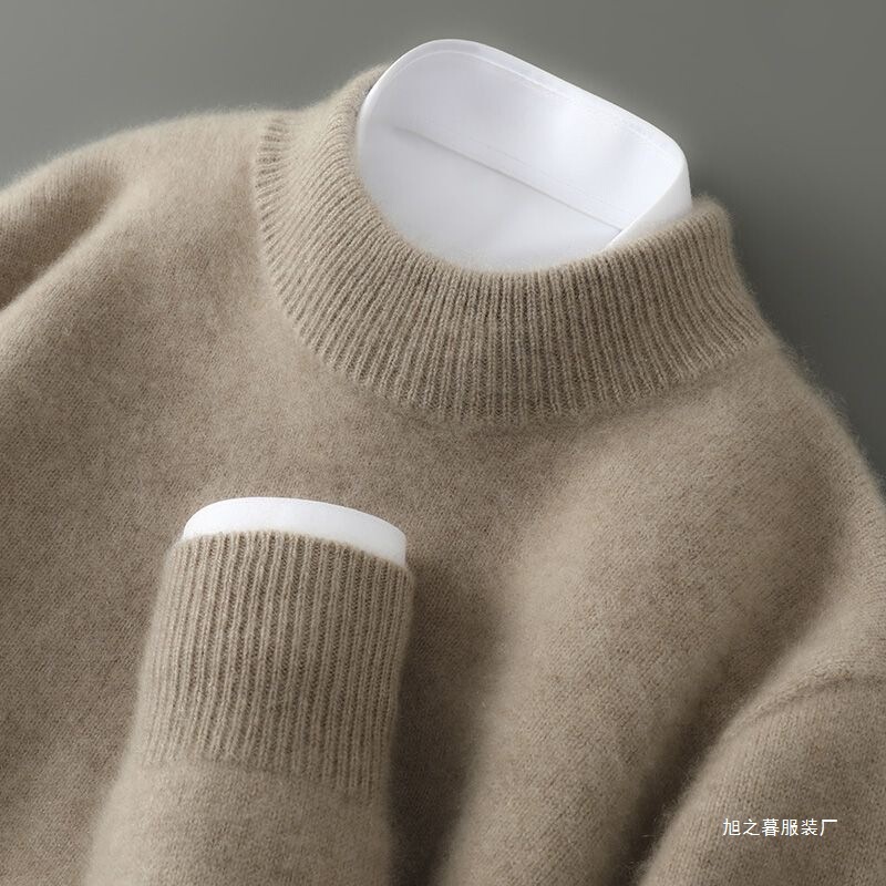 Half-Turtleneck Wool Sweater for Men, New Autumn and Winter Pullover Sweater, Loose Knitwear, Large Size, Solid Color, Casual Base Layer Half-Turtleneck Wool Sweater for Men, New Autumn and Winter Pullover Sweater, Loose Knitwear, Large Size, Solid Color, Casual Base Layer