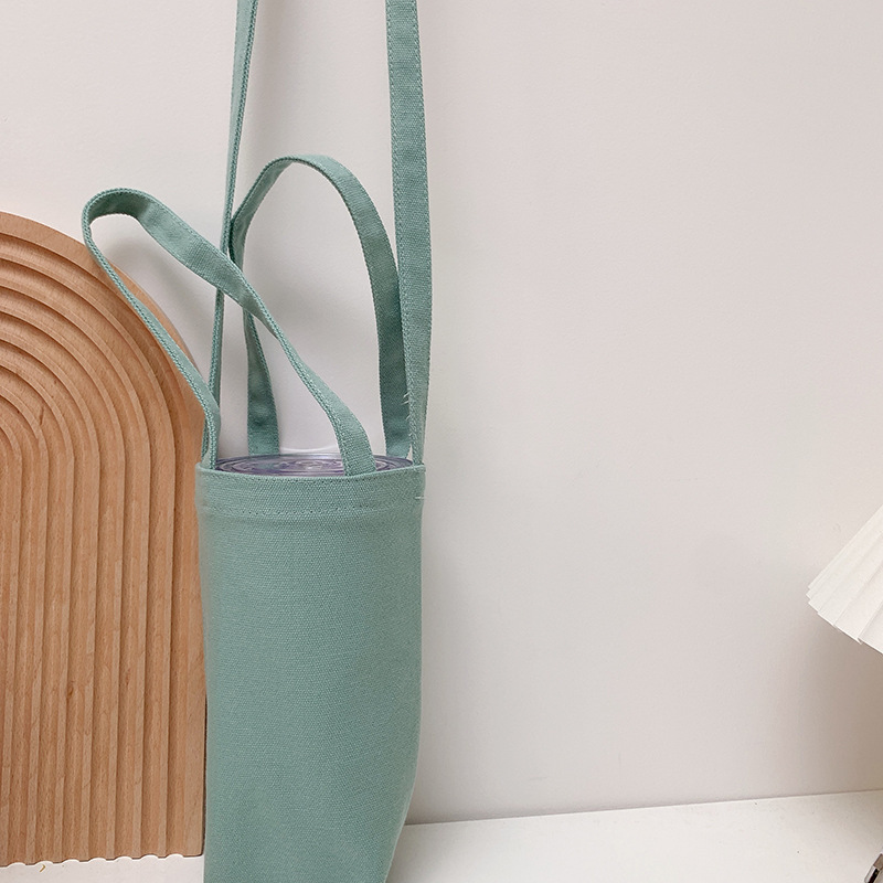 Portátil portátil crossbody bolsa de taza de agua bolsa de café cubierta de taza de vidrio de aislamiento térmico de mano cubierta de la taza de lona