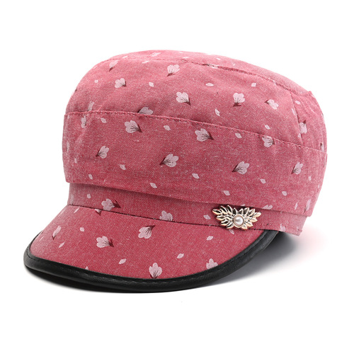 Women's and Men's Spring and Summer New Mother Fabric Hat, Elderly Lady's Short Brim Sun Protection Duck Bill Hat, Thin