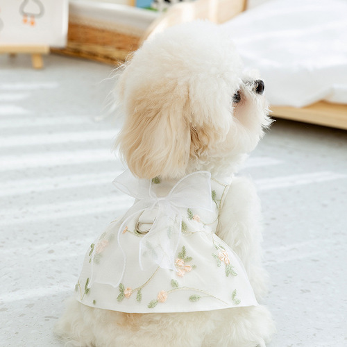 New spring and summer puppy three-dimensional bow dress cat princess style skirt thin pet dog clothes
