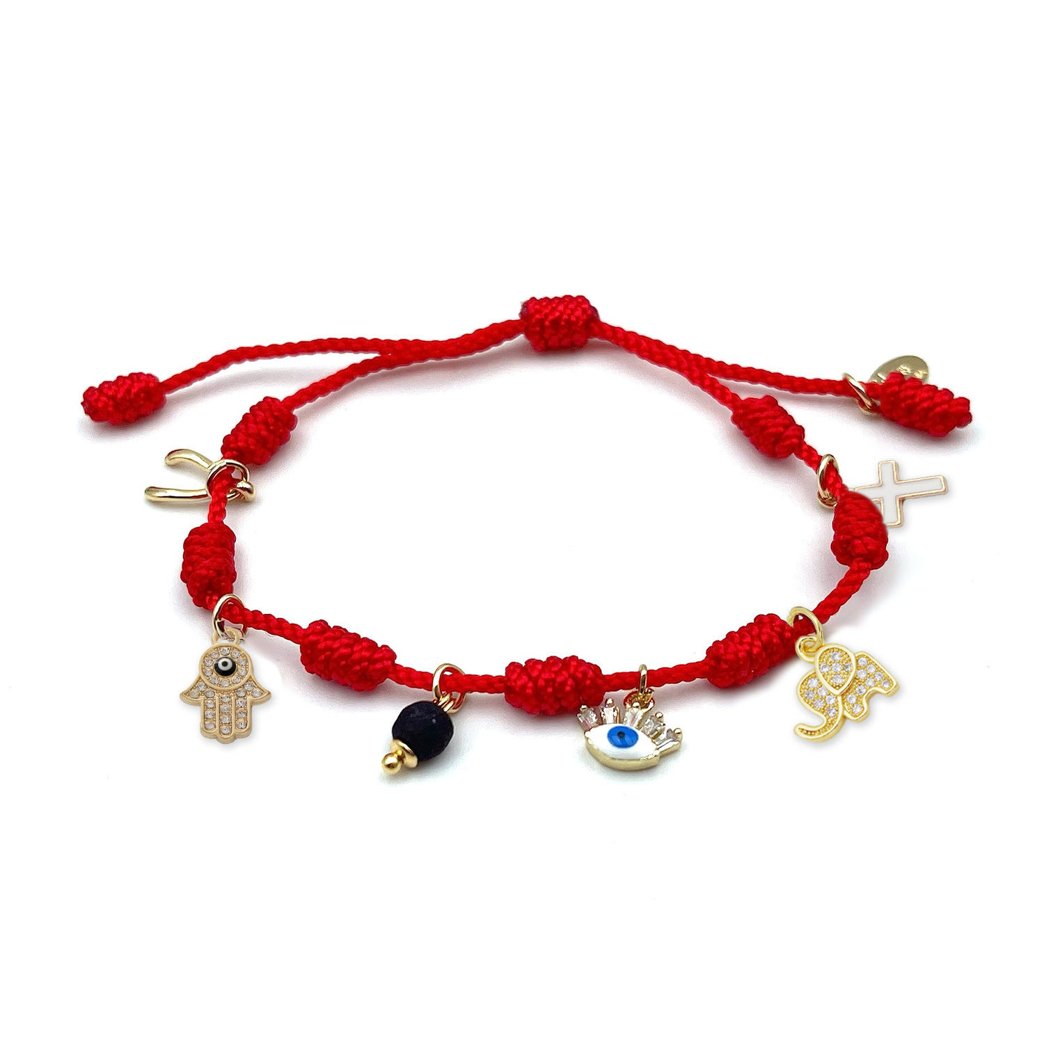 Women's Lucky Bracelet Cross Faith Diamond Elephant Palm Braided Bracelet Devil's Eye Seven Knot Red Rope Bracelet