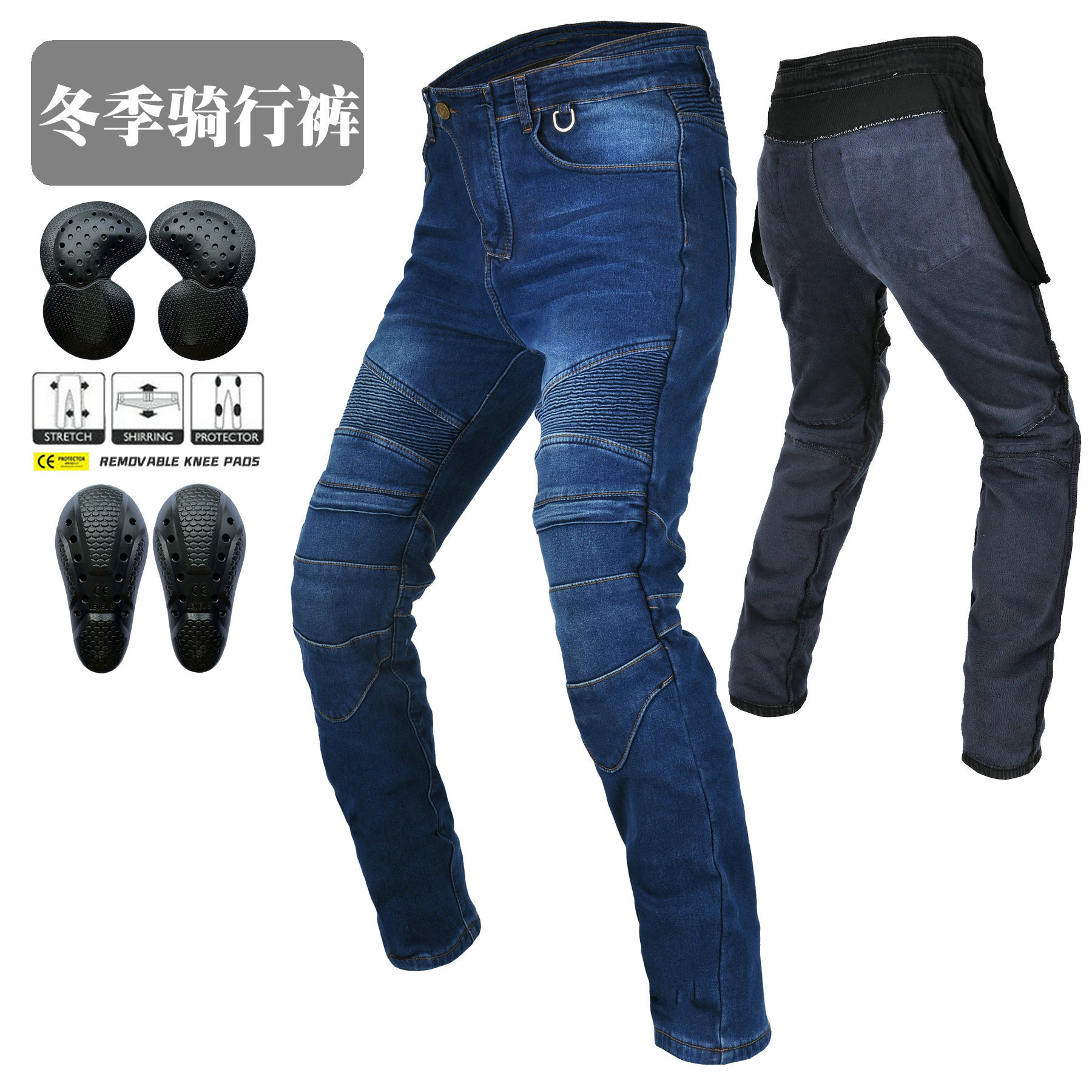 Volero motocicleta jeans hombres vintage motocicleta montar pantalones invierno lana-forrado caliente a prueba de viento carreras anti-caída Pantalones