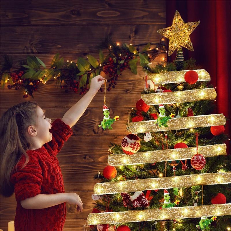 Ledクリスマスリボンライト祝日発光クリスマスツリー装飾イルミネーションクリエイティブシーンアレンジペンダントプレゼントリボン|undefined