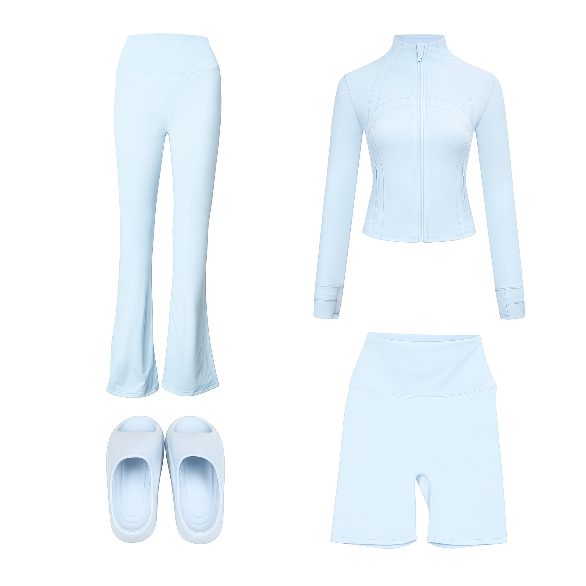 Women's 4-piece Activewear Set With Jacket, Pants, Shorts & Slides_voghion.com