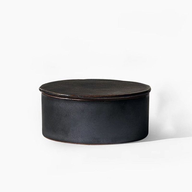 Taza de té de cerámica gruesa pequeña con montaña y río Taza de almacenamiento temporal de té Taza de almacenamiento de té de torta de té de polvo Taza de almacenamiento de té de estilo japonés retro pequeño té