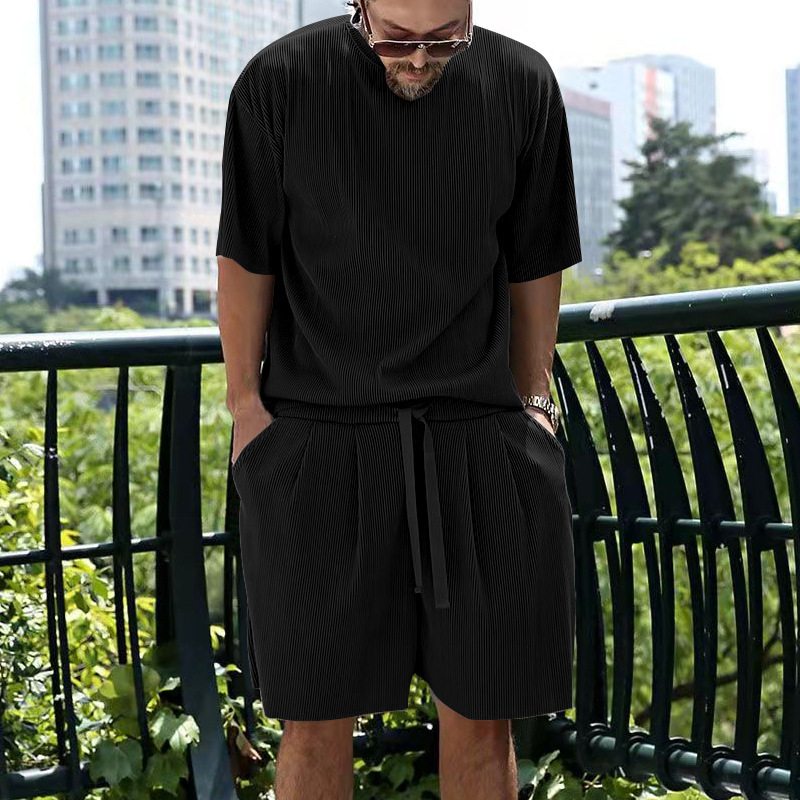 Men's Cooling Athletic Short Sleeve T-Shirt & Shorts Set - Breathable Loose Fit Summer Sportswear_viptrois.com