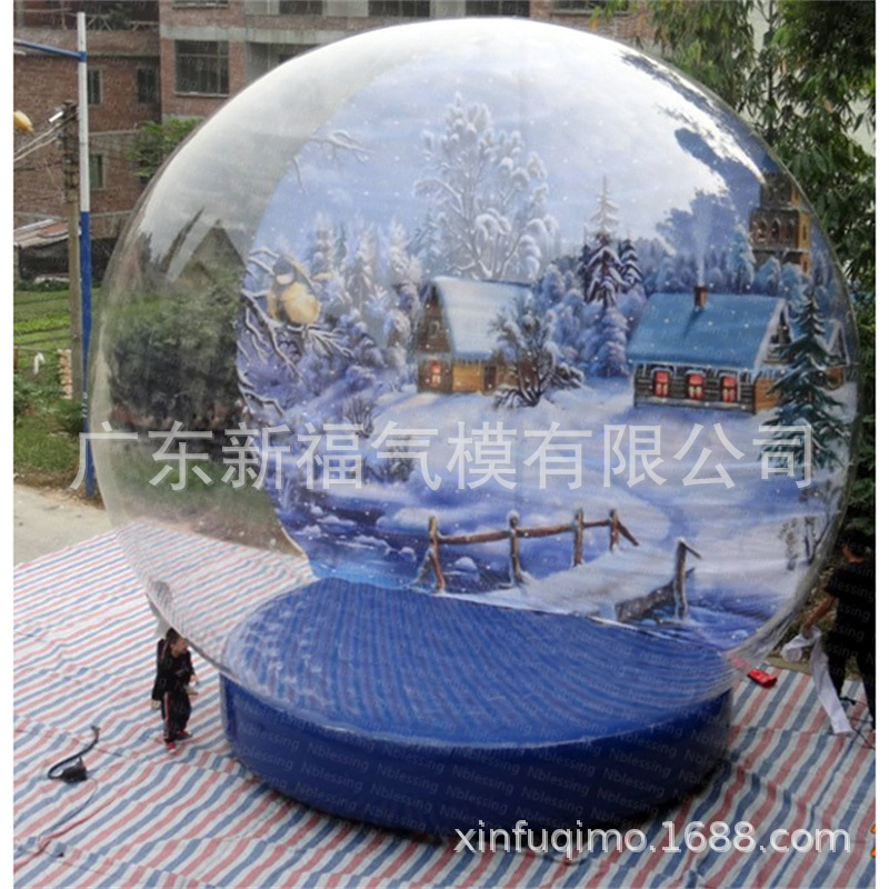 工厂直销圣诞节日商场活动主题充气圣诞透明雪花球装饰泡泡宣传球