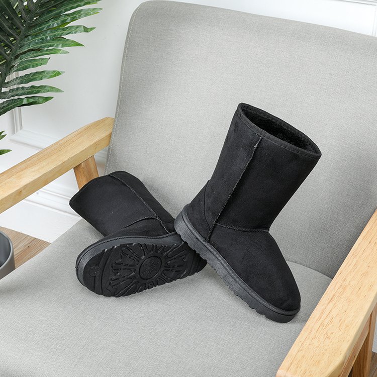Botas de nieve de Invierno para mujer Nueva punta redonda estilo coreano a media pantorrilla forrada de lana gruesa plataforma cálida botas de algodón casual para estudiantes