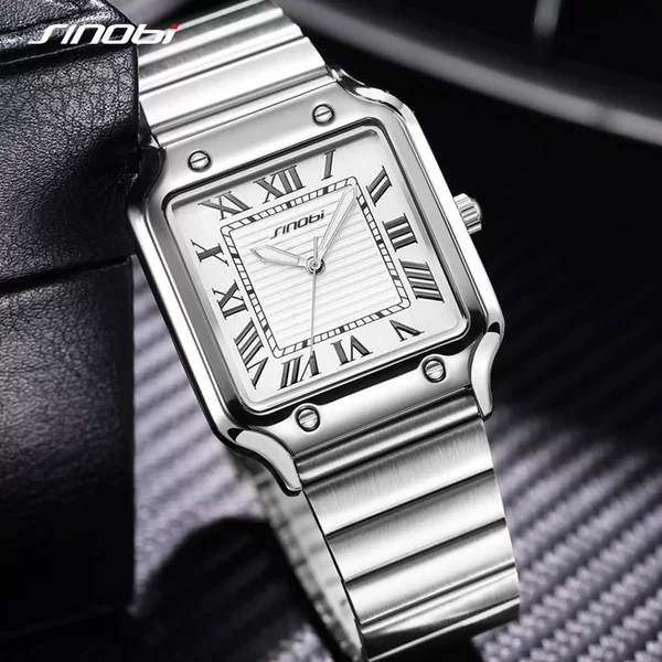 Foreign Trade Men's Watch Stainless Steel Square Quartz Watch Manufacturer Wholesale Waterproof Business Men's Watch Men's 9883