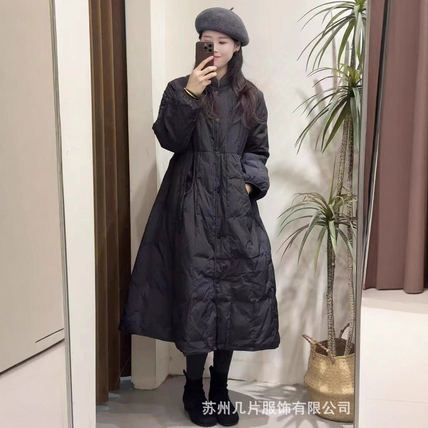2025 Winter Autumn and Winter Forest Style Retro Stand Collar Long 90 White Duck down Jacket Loose Warm Jacket for Women