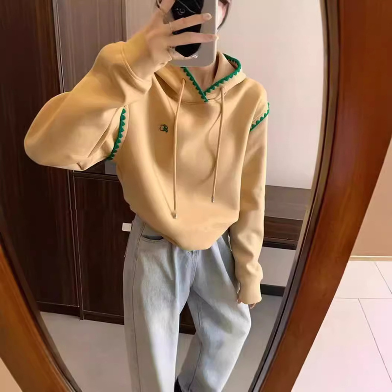 24 Autumn ADER Niche Tide Brand Small Label Embroidered Short Hooded Sweater Small Loose All-match Casual Hoodie