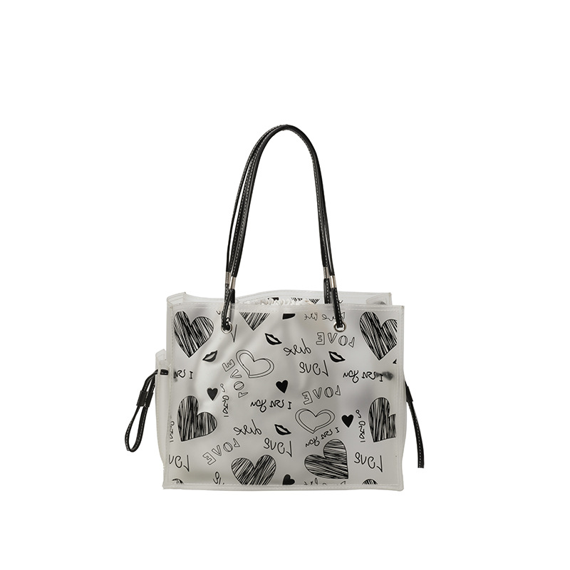 Bolso de nicho transfronterizo 2025 nuevo bolso de niño y mujer bolso de gelatina transparente bolso de hombro de gran capacidad de amor