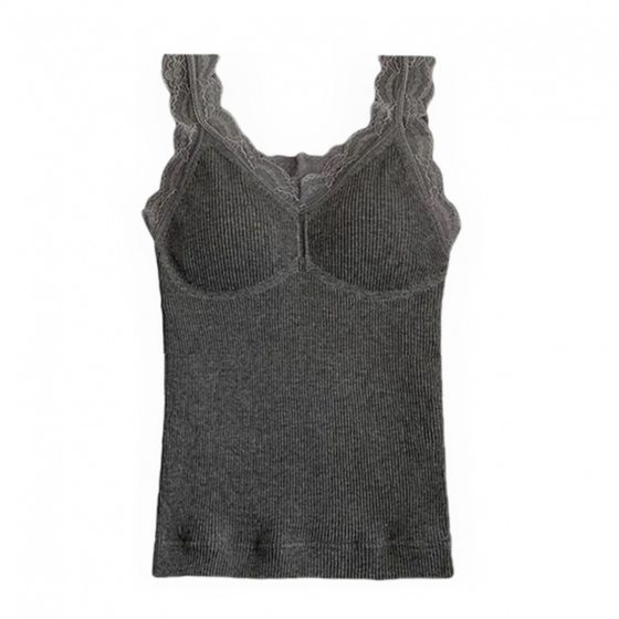 Thermal Vest Women's fleece-lined Thickened Base Shirt Sling Underwear with Chest Pad Lace Slimming plus size Base Shirt
