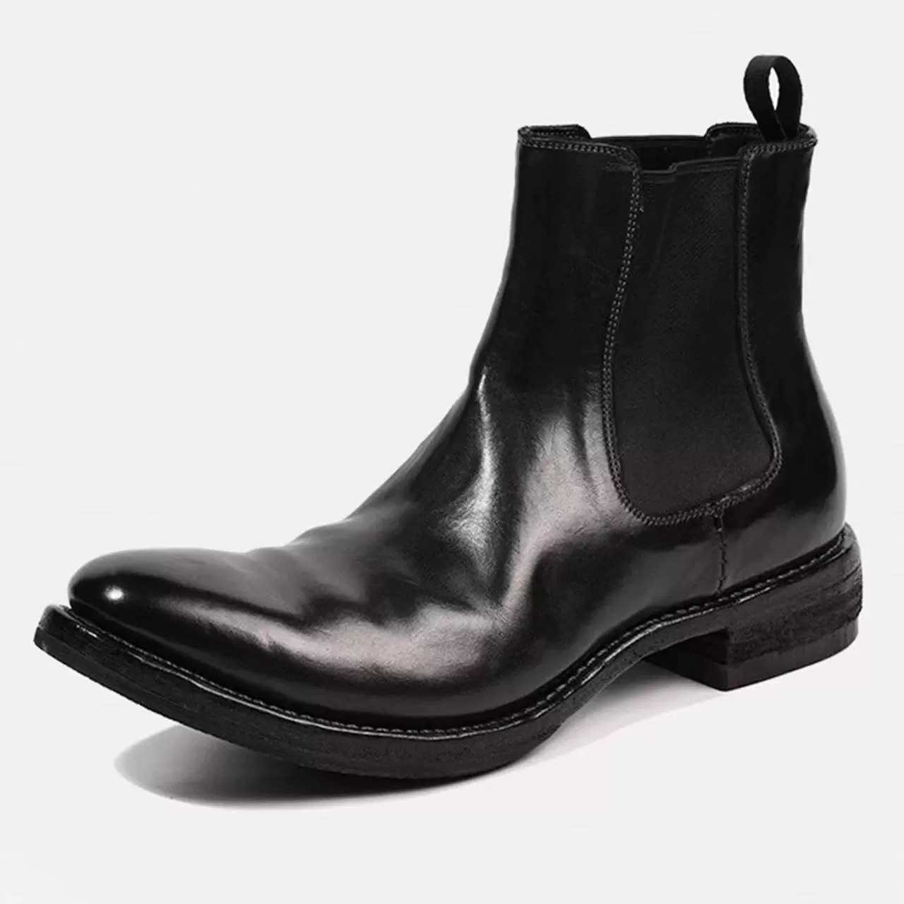 Прямые поставки с фабрики: ретро-ботинки челси из темной воловьей кожи с эффектом потертости, ручной работы, мужские классические кожаные туфли для делового стиля.