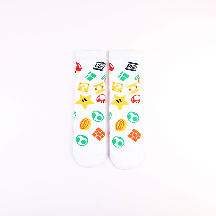 Dibujos animados juego de dibujos animados Mario Mary casual deportes jacquard pareja de algodón de mujer calcetines de media pantorrilla calcetines de moda de hombre medias