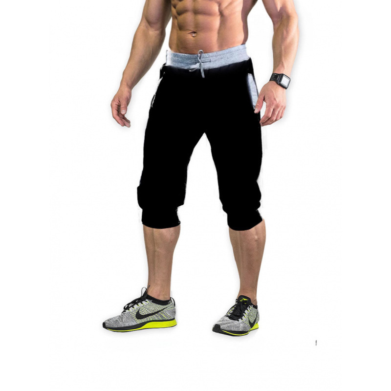 Summer New Cross-Border Men's Cropped Pants, Sports Casual Jogger Pants, Slim-Fit Elastic Fitness Cropped Pants in Stock