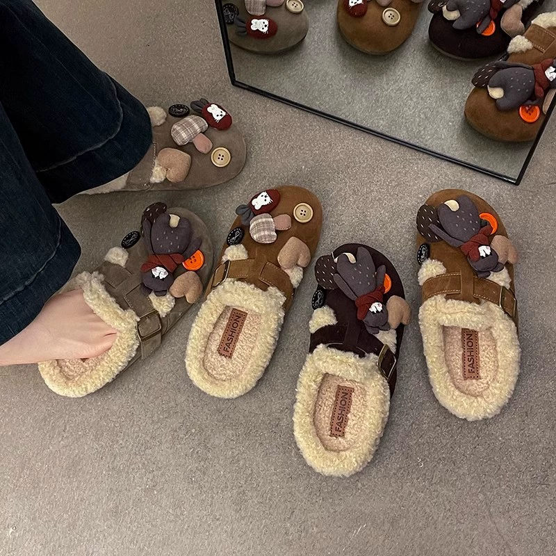 Симпатичные ботинки Birkenn снегоступы толстые подошвы плюс плюшевые меховые ботинки зимние туфли