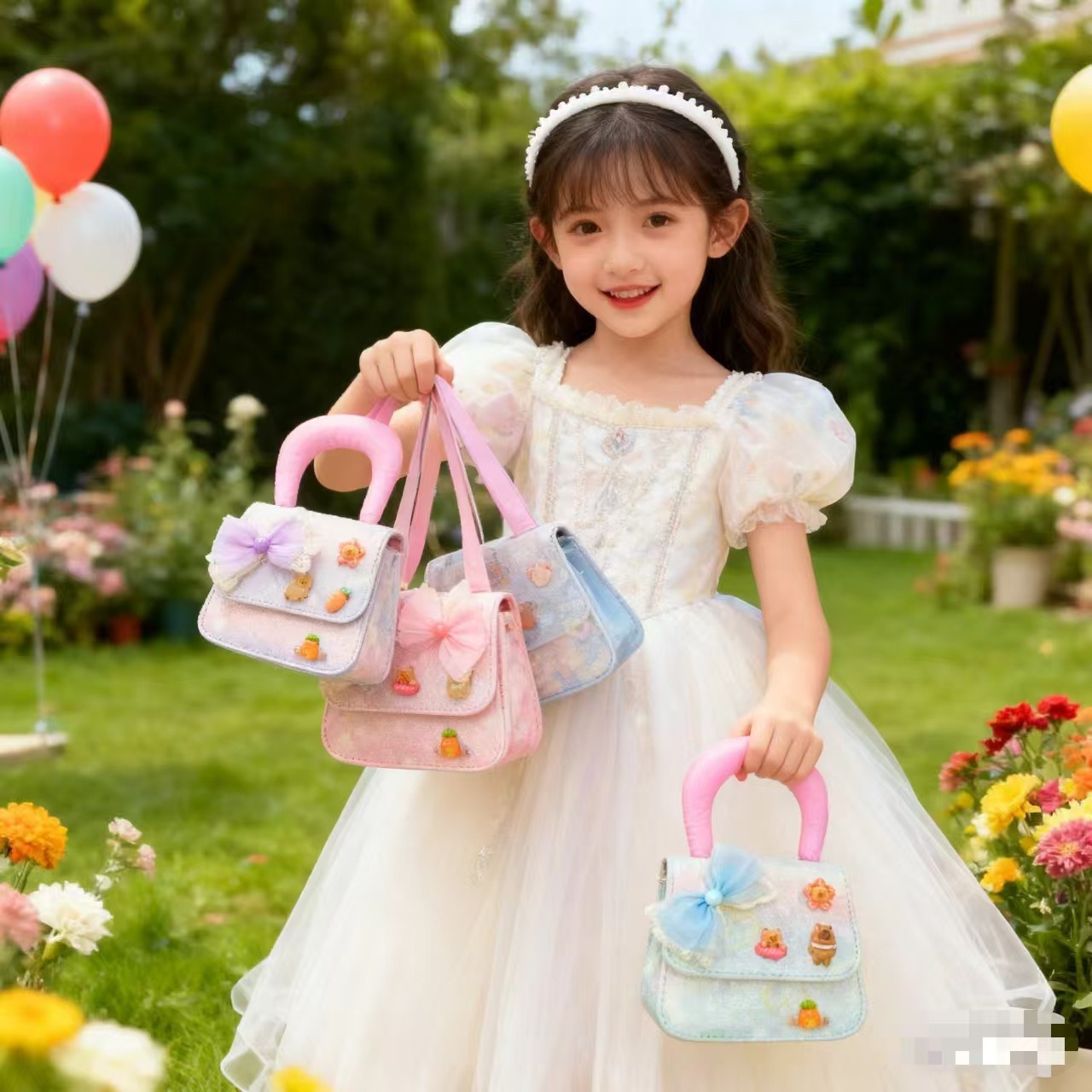 Cartoon adorable arco princesa bolso de Año Nuevo para niños bolso de mochila cadena pequeña bolsa de accesorios de viento fragante