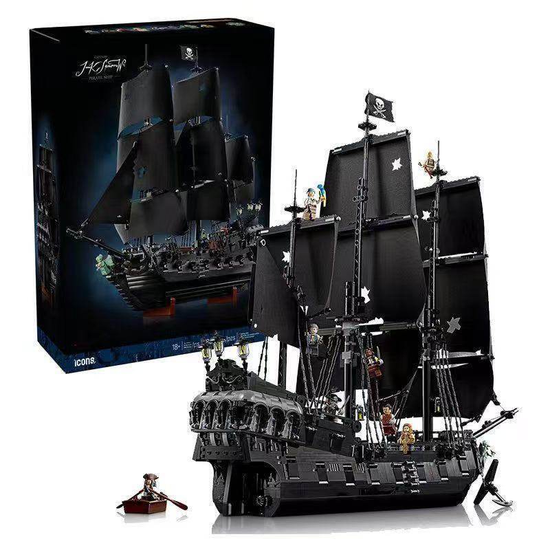 Cross-Border Compatible Lego Pirates of the Caribbean Captain Jack Sparrow Black Pearl Building Blocks Large Assembly Toy for Boys