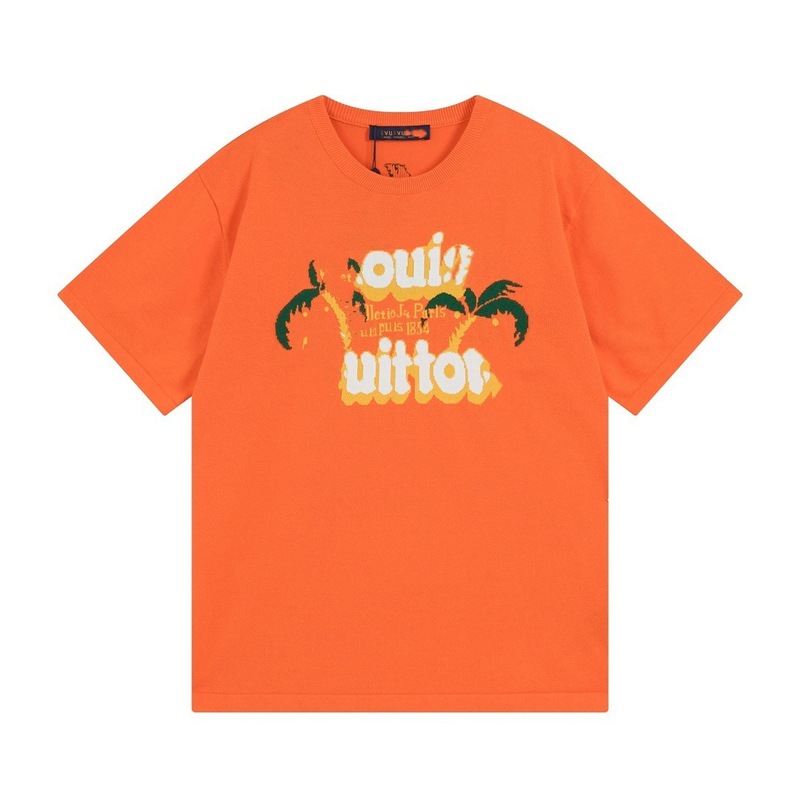 クロスボーダー ロバニット Tシャツ 2025 新しい市松模様の文字ジャカード カジュアル ルーズ 男女兼用 カップル 半袖|undefined
