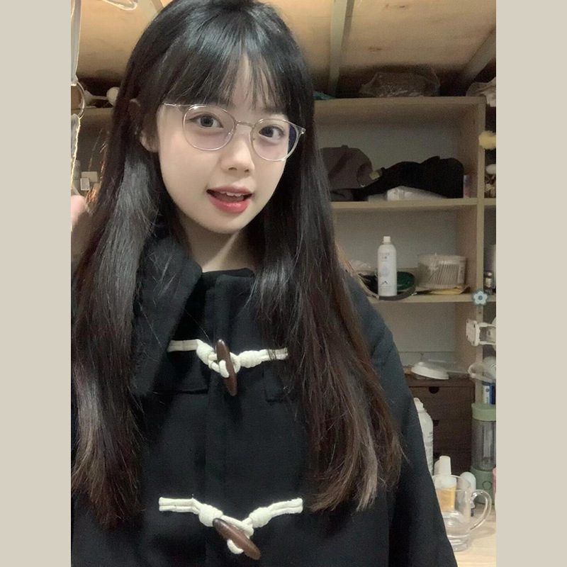 牛角扣毛呢外套女小个子2024秋冬季新款赫本风呢子大衣气质欧美风