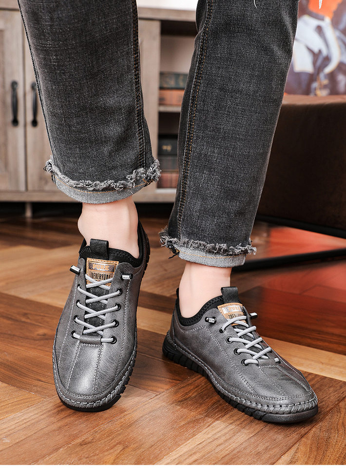 Giày lười nam da PU mềm đế bệt kiểu mới phong cách casual — Màu xám (có thể liên hệ với khách hàng để xem chi tiết), màu nâu, đen chi tiết 10