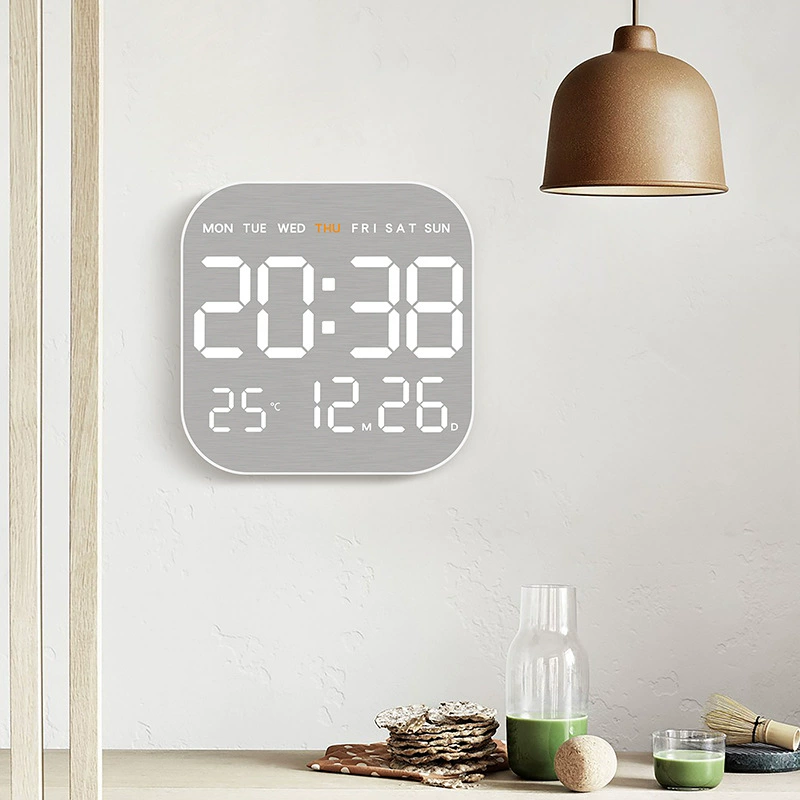Металлические настенные часы новые многофункциональные электронные часы светодиодный электронный будильник трансграничные горячие продажи простой будильник