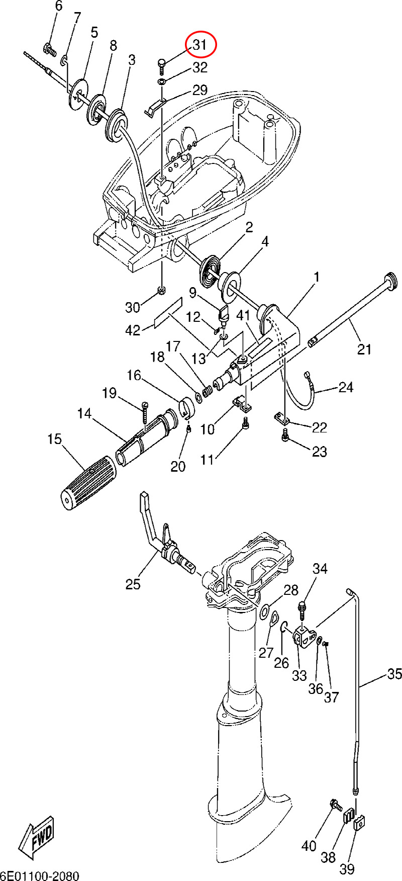 31)翟墨DEMONS舷外机船外挂机橡皮艇冲锋舟六角头螺栓97095-06012
