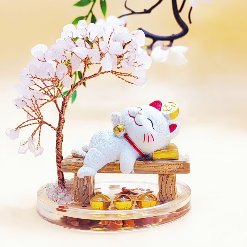 富を引き寄せるクロスボーダー天然アメジスト装飾品、招き猫、金のなる木、卸売ホームオープニングデスクトップ装飾品、かわいい小さなギフト|undefined