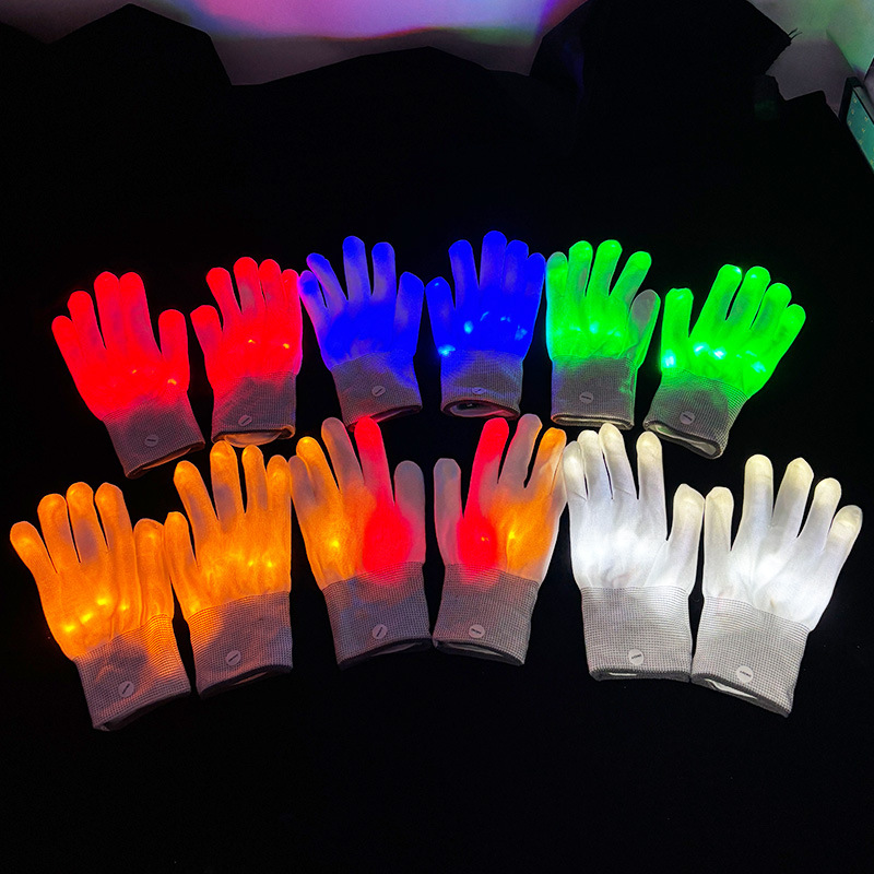 guantes luminosos coloridos LED fiesta juguetes flash atmósfera Halloween bar espectáculo nocturno guantes LED props