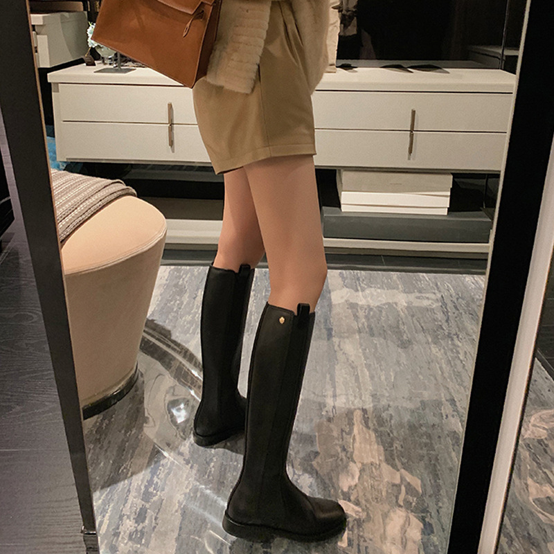 Chanel estilo negro botas para las mujeres de otoño e invierno Nueva plana de alta botas de montar botas altas de la rodilla botas altas