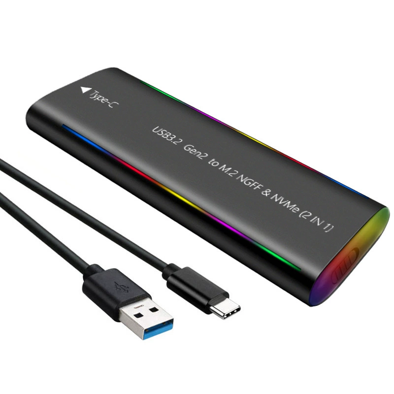 M.2 固态 usb3.1 ngff & nvme 协议 硬盘盒 Type-C 彩 RGB 光铝合金 移动硬盘盒