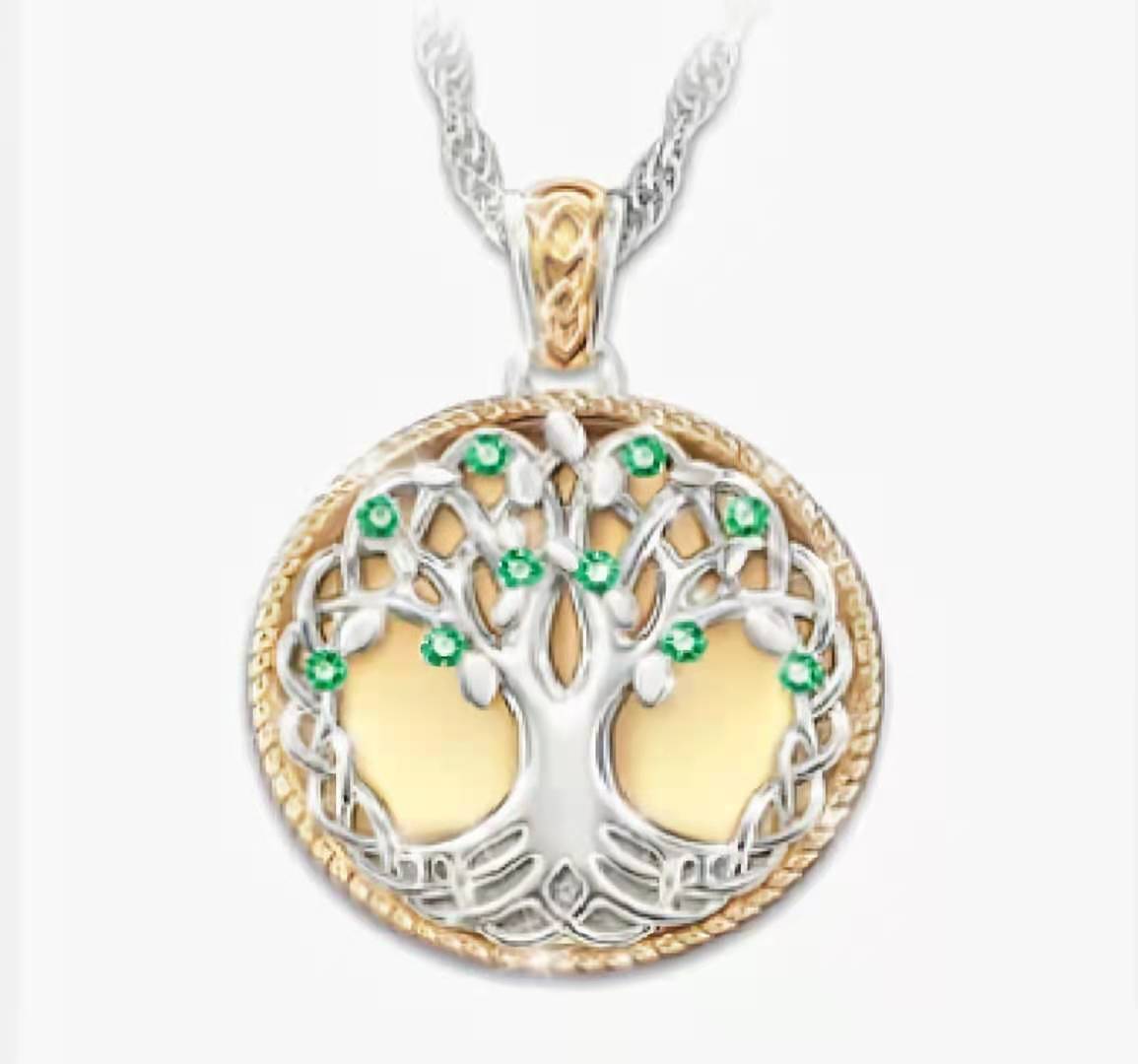 Creative Fashion Life Tree Round Pendant Two-color Electroplated Alloy Necklace display picture 4