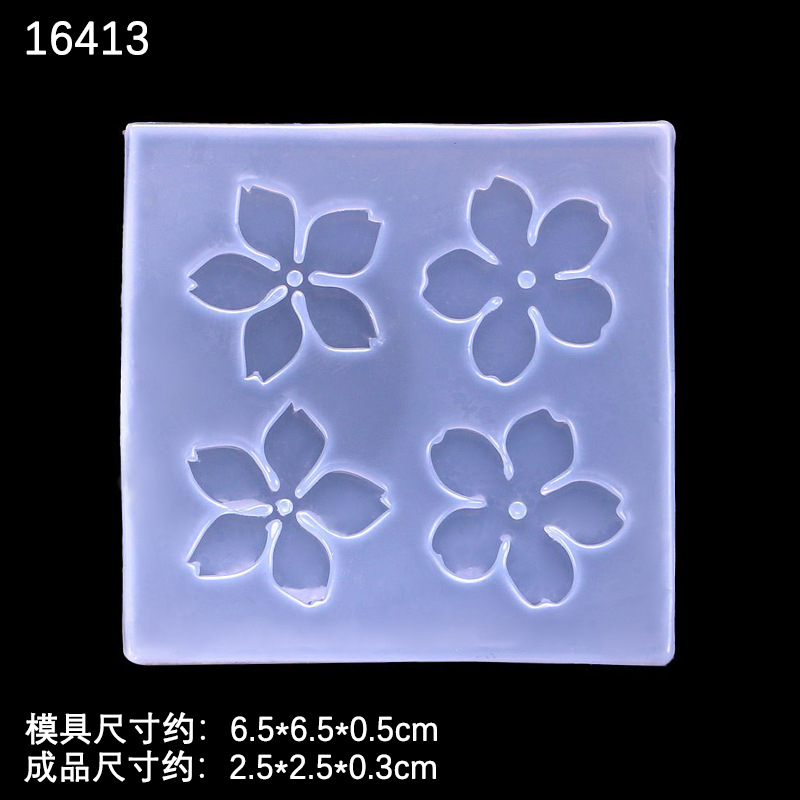 DIY cristal epoxi UV pegamento espejo hecho a mano flor de cerezo Rosa trébol llavero pendientes accesorios joyería molde