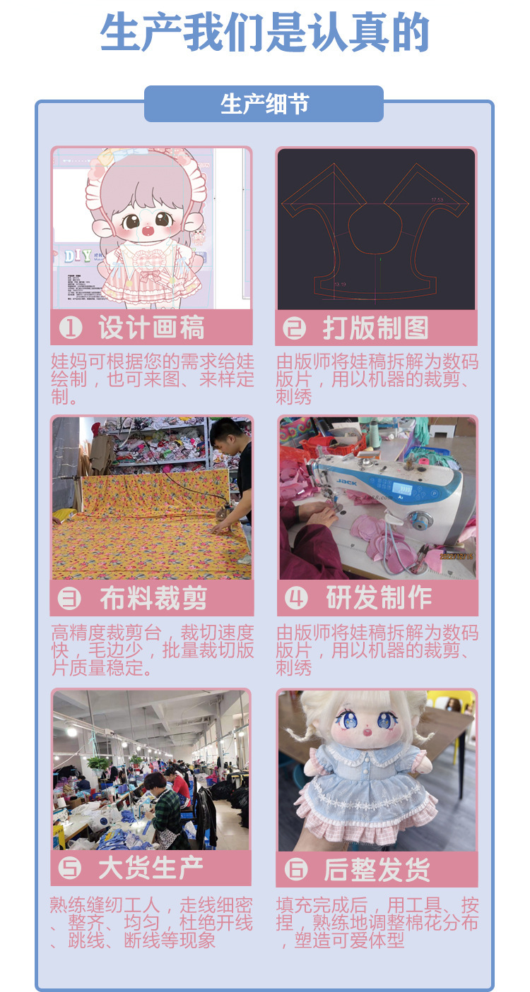 20cm无属性炸毛明星娃娃现货棉花娃娃衣服套装可换装人形玩偶批发详情11