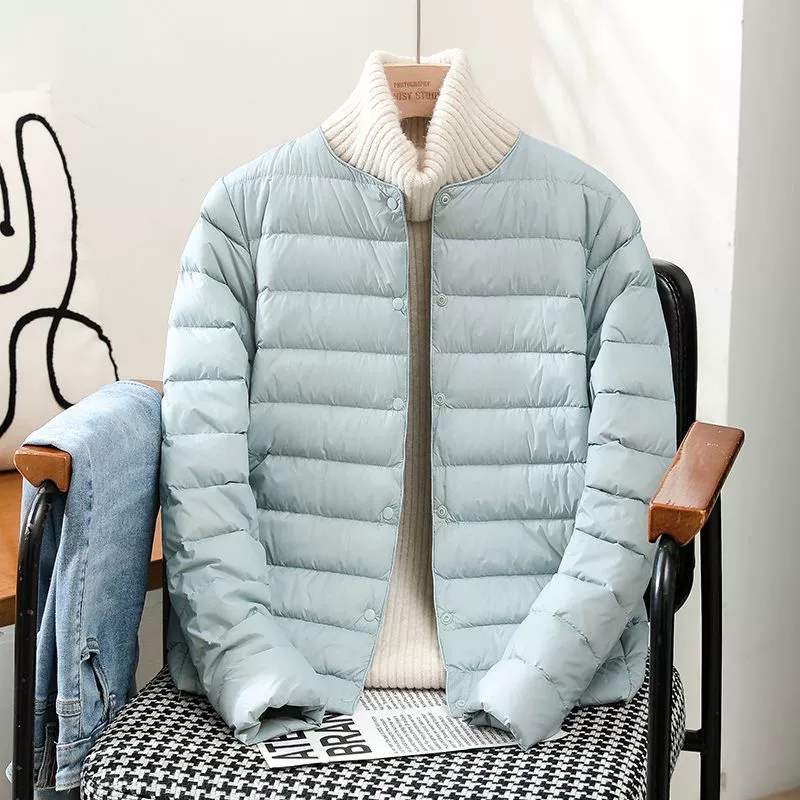Тонкий пуховик женский короткий 2023 осень и зима новый легкий круглый воротник внутри, чтобы носить теплую куртку большого размера