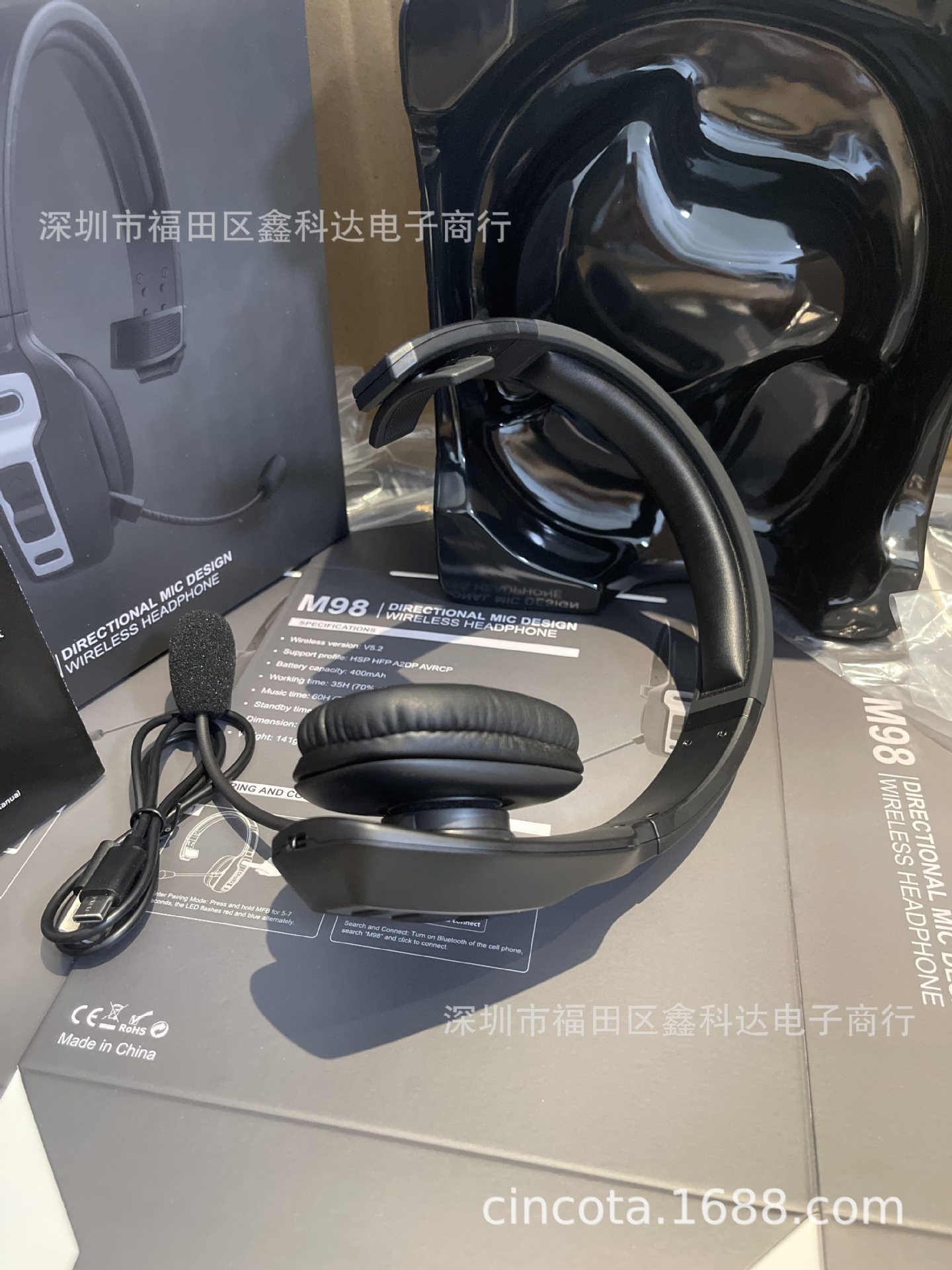 Wholesale M98 Car Bluetooth Hands-Free Headset Wireless Call Noise Reduction Driving Headset Head-Mounted Car Cross-Border
