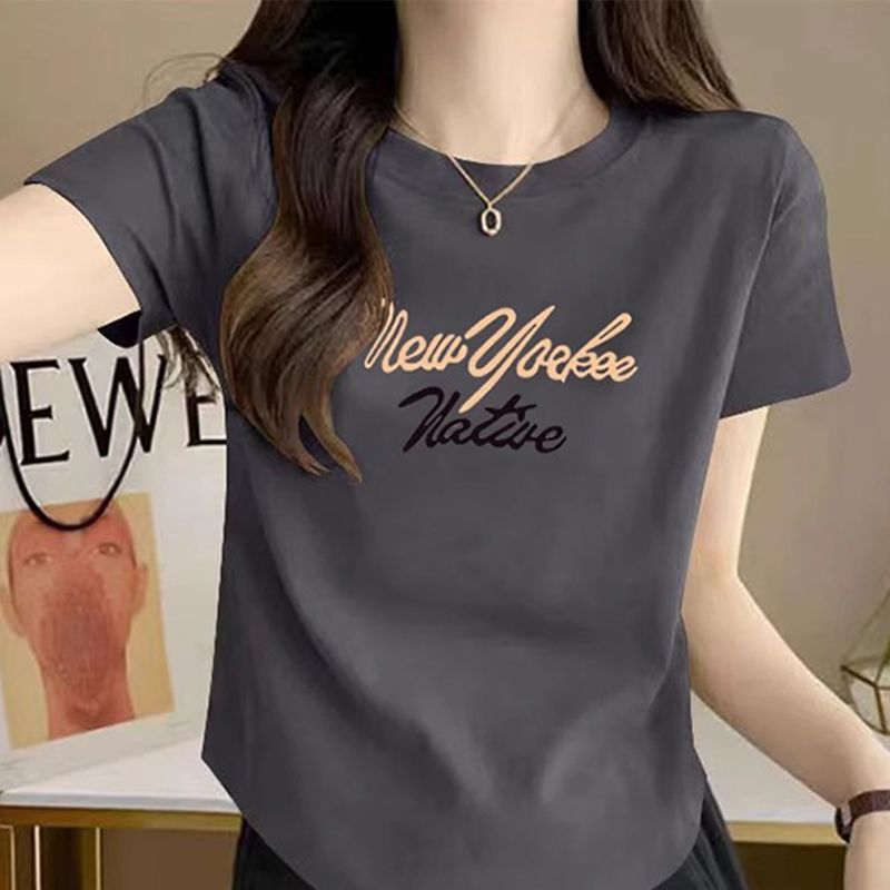 2026 New Irregular Pure Cotton Short-Sleeved Women's T-Shirt, Summer Slim-Fit Short Style, Tummy-Covering, Slimming, Petite Hot Girl Top