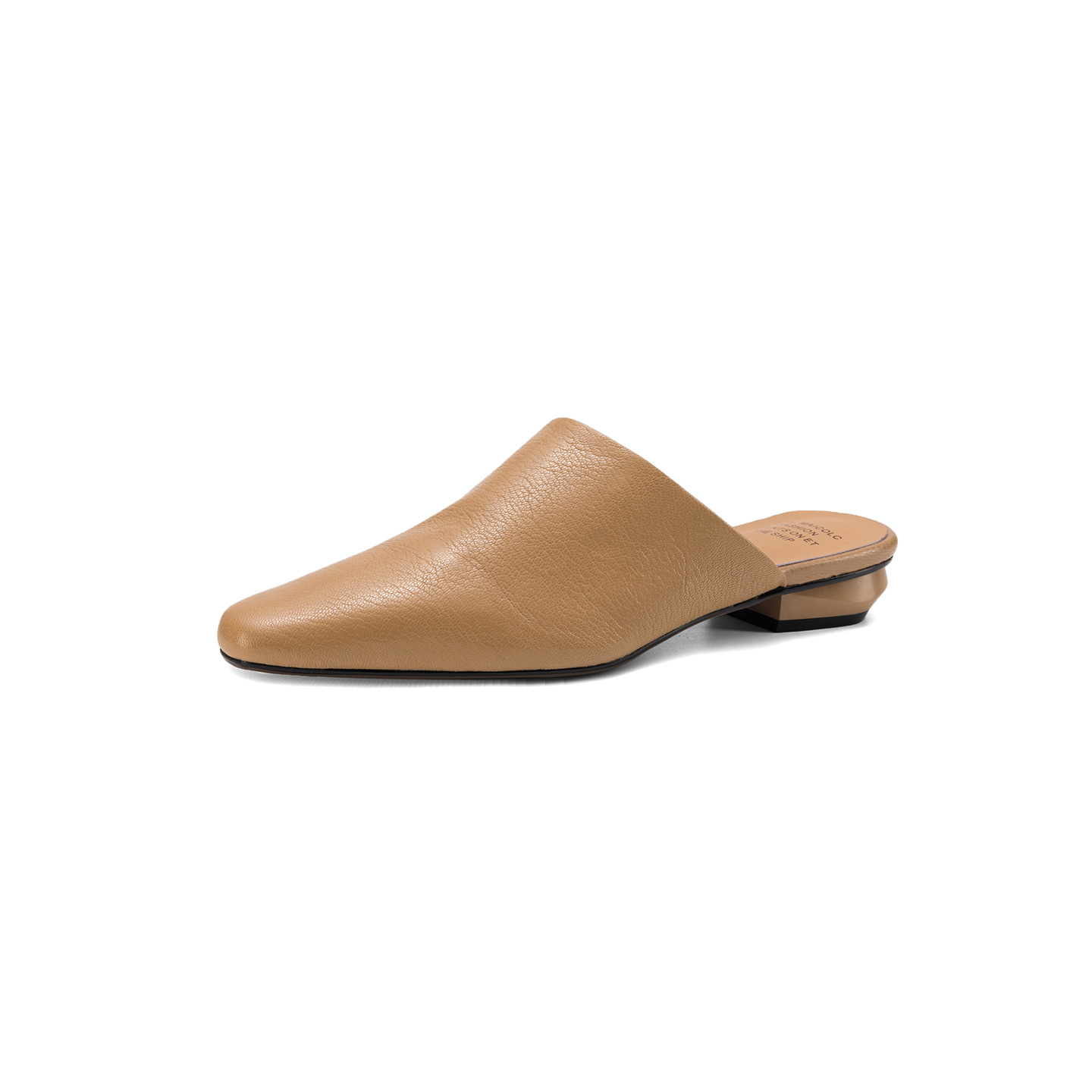 Giày mule nữ da cừu mũi vuông đế bệt — đen chi tiết 29