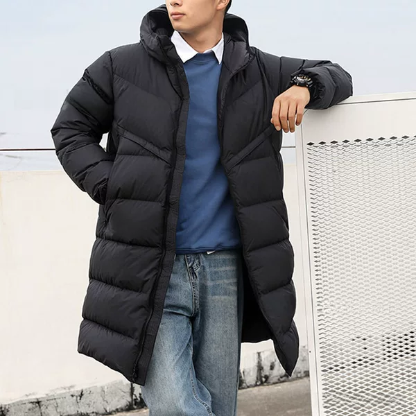 Foreign trade new men's sports leisure long warm hooded cotton-padded jacket down cotton-padded 4409