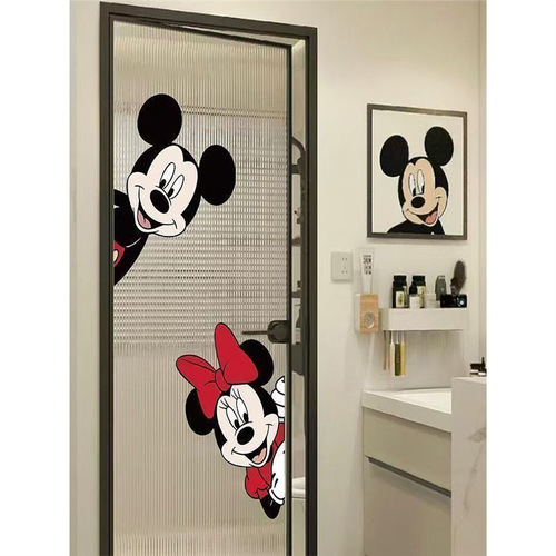 Cat and Mouse Bathroom Glass Door Decal Creative Cartoon Toilet Bathroom Decor Sticker Kitchen Waterproof Film