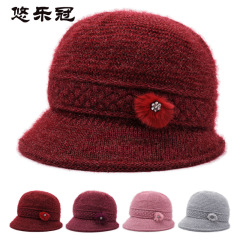 妈妈针织帽加绒护耳帽防寒老年人帽子女冬季加厚老太太保暖毛线帽
