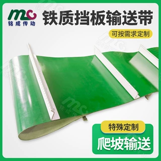 厂家供应金属挡板输送带绿色爬坡传送带隔断输送皮带定制加工