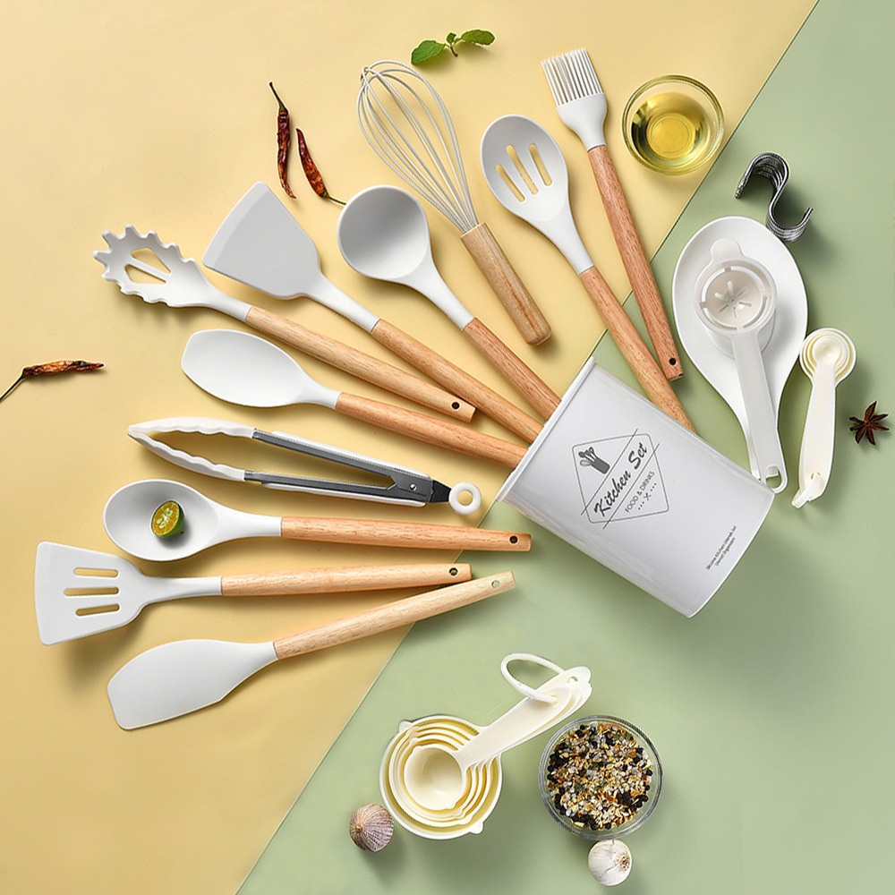 Amazon Hot Sale Silicone Kitchenware 34 Pieces Kitchen Utilities