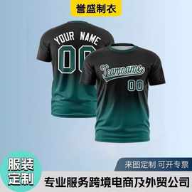 定制跨境外贸数码印花运动短袖T恤热升华足球服队服速干休闲百搭