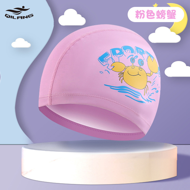 Gorro de natación para niños Revestimiento de PU de dibujos animados lindo niños y niñas impermeable protección para los oídos impresión logo gorra de natación ventas directas de la fábrica