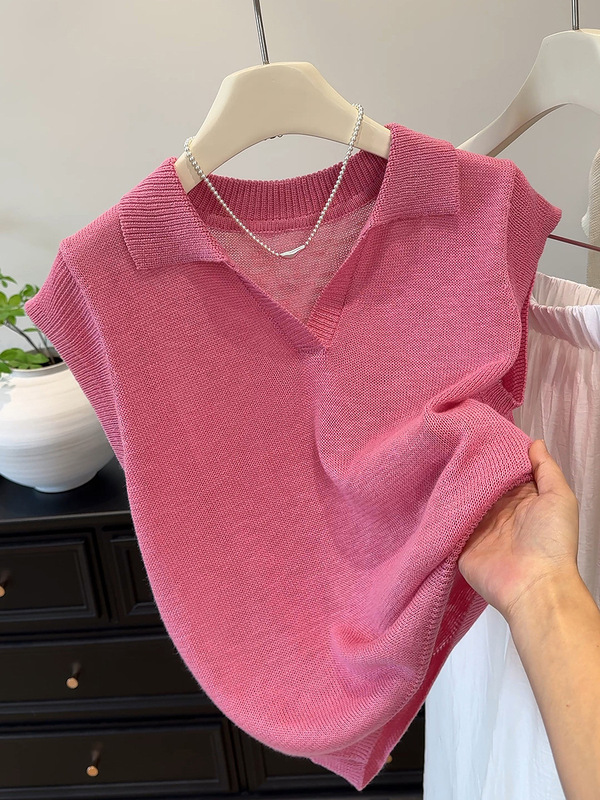 Summer Unique Super Nice Loose and Beautiful Knitted Thin Top High-End Design Orange Flying Short-Sleeved T-Shirt for Women