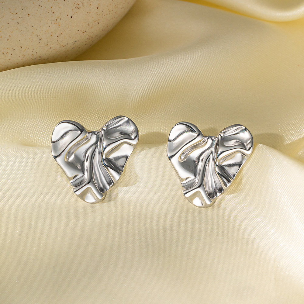 10g Weight 304 Stainless Steel Ear Needle Material Ear Studs Classification 1 Pair Quantity Holiday, Daily Occasion Titanium Steel Material Irregular, Heart Shape Pattern Women's Gender Plating Design Basic, Simple Style Style 1 Pair Basic Simple Style Irregular Heart Shape Plating Titanium Steel Ear Studs 3
