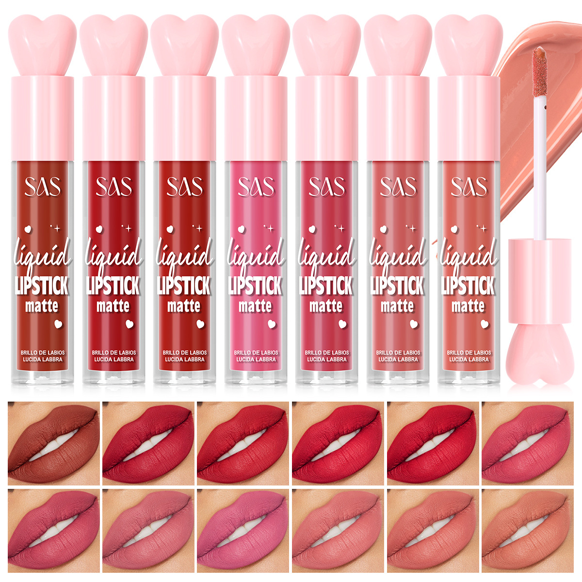 SAS belleza estilo explosivo transfronterizo venta caliente brillo de labios esmalte de labios mate hidratante e hidratante al por mayor SAC200B